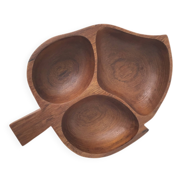 Coupe feuille bois de teck creusé 70’s