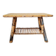 Table basse en rotin plateau tissu fleuri jaune