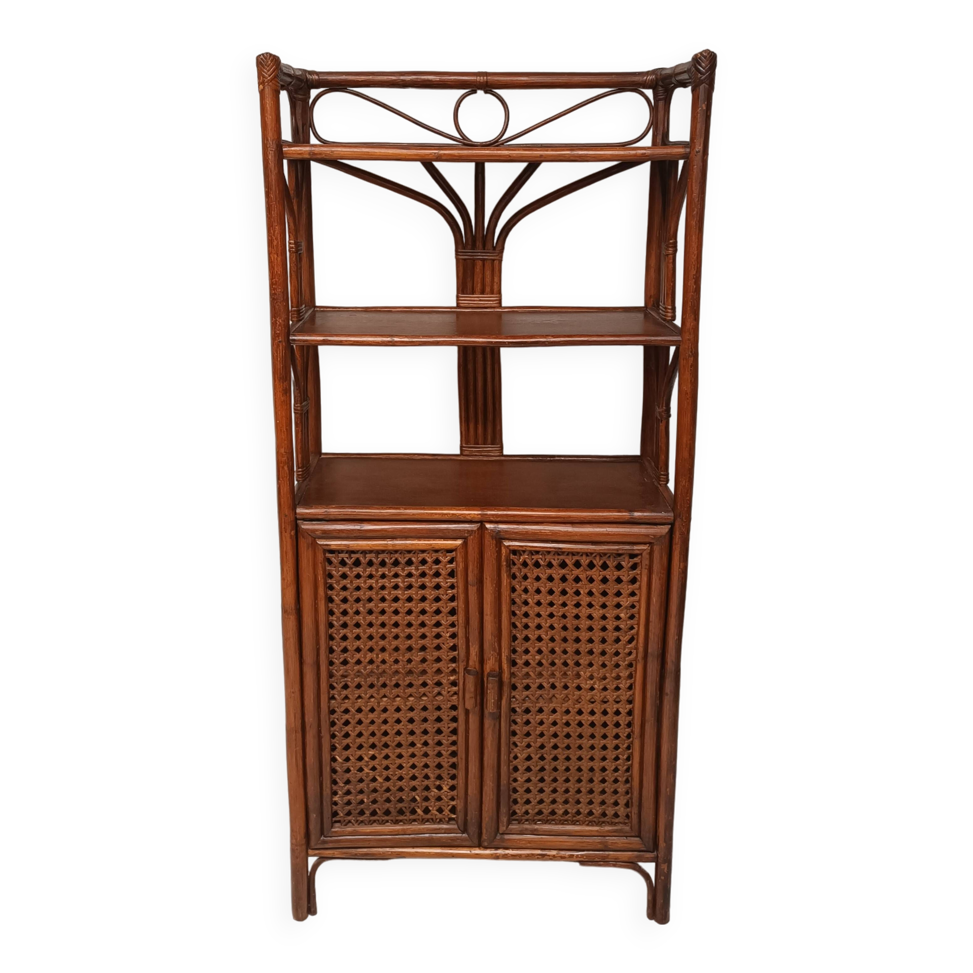 Vintage bamboo and rattan buffet library