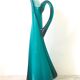 Vase carafe bleu paon opaline soufflée
