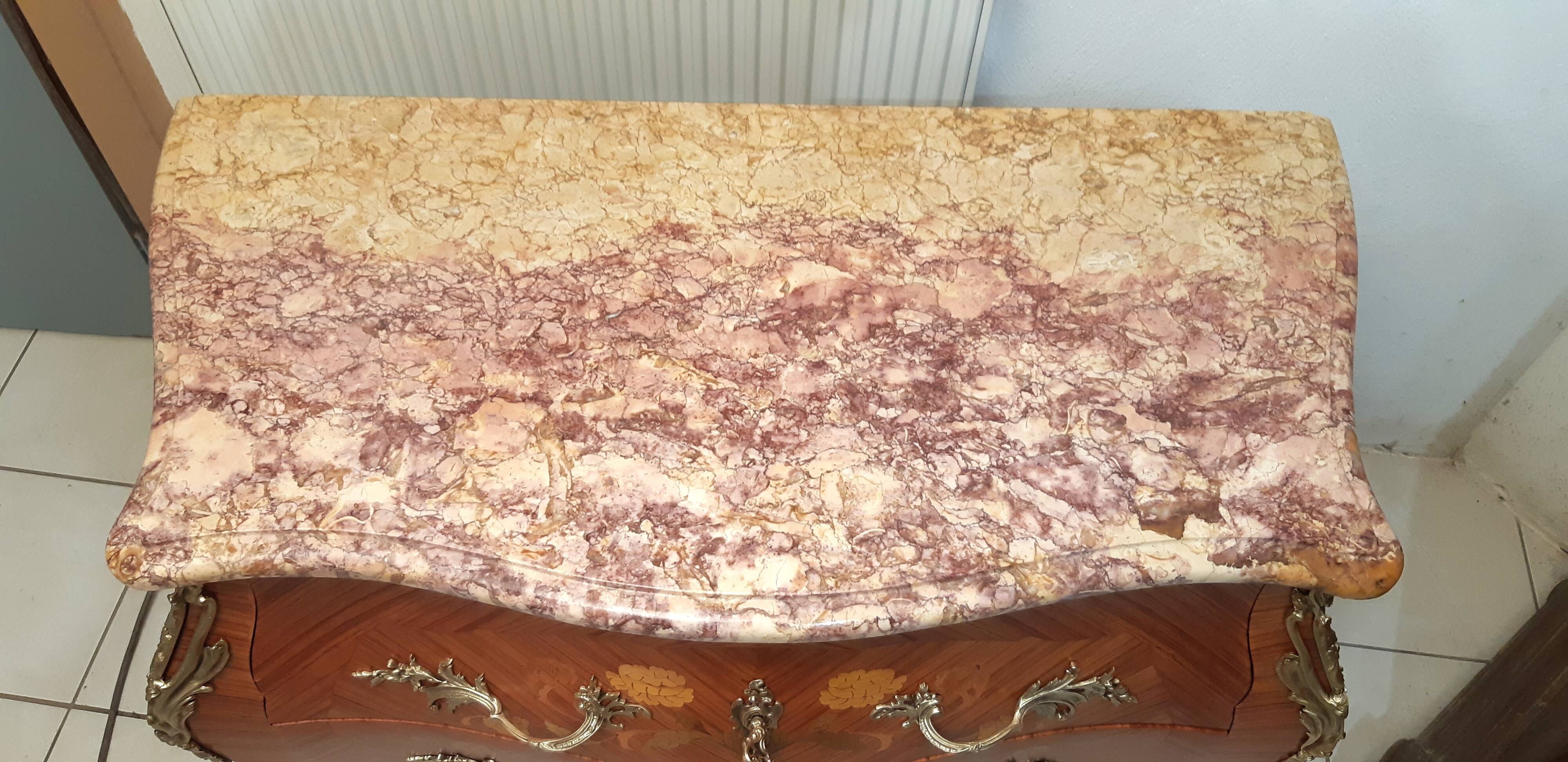 Louis XV style curved chest of drawers, rosewood, restored