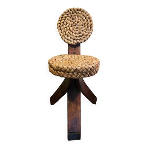 Chaise raphia et bois