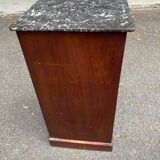Louis Philippe mahogany bedside table from the 19th century with gray marble