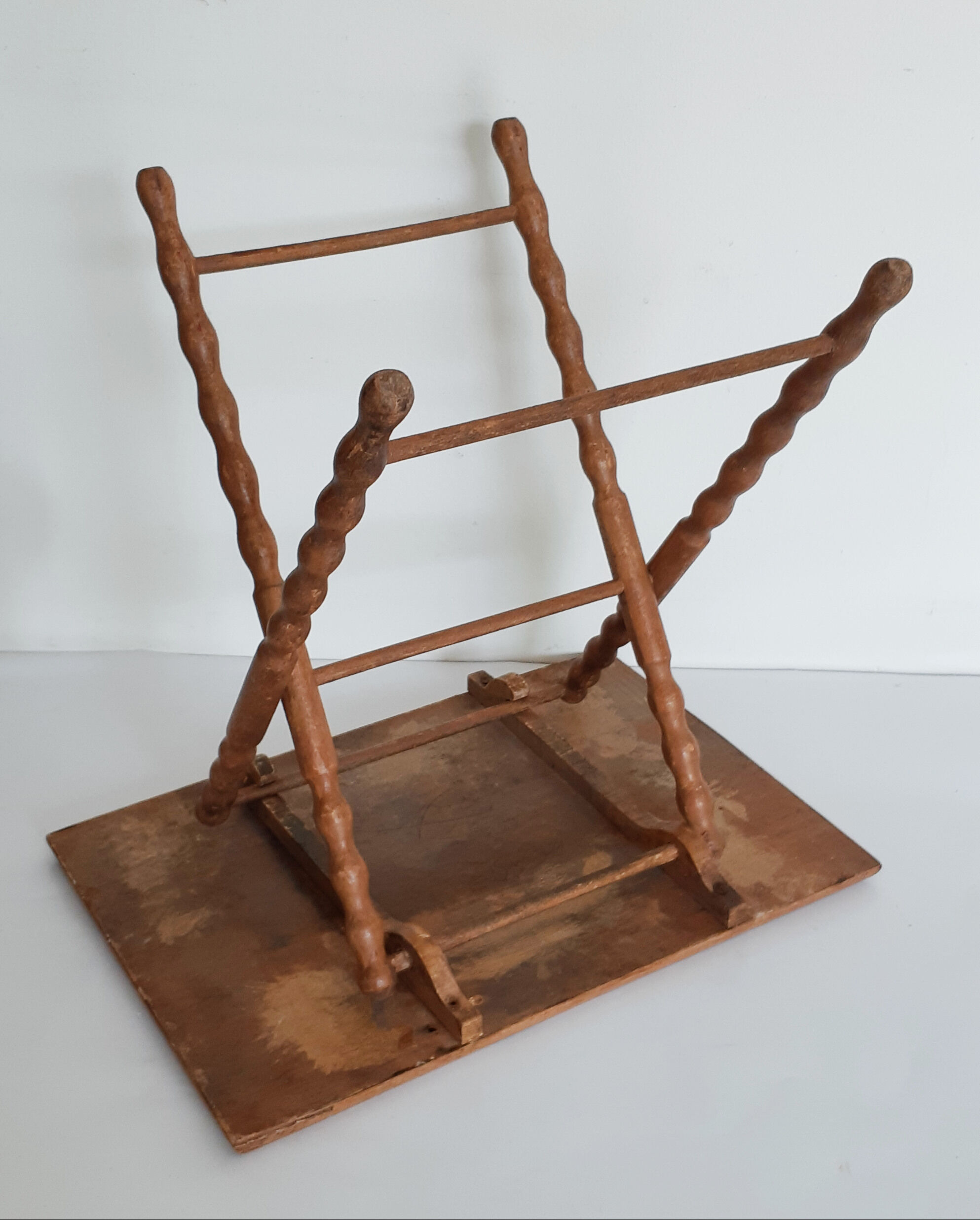 Folding wooden table plant holder, end of sofa, vintage French