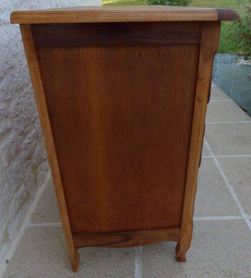3-drawer solid natural wood chest of drawers with black handles - Completely restored