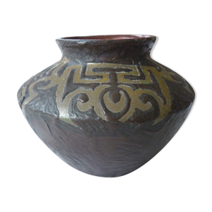 Vase en ceramique reflets cuivre