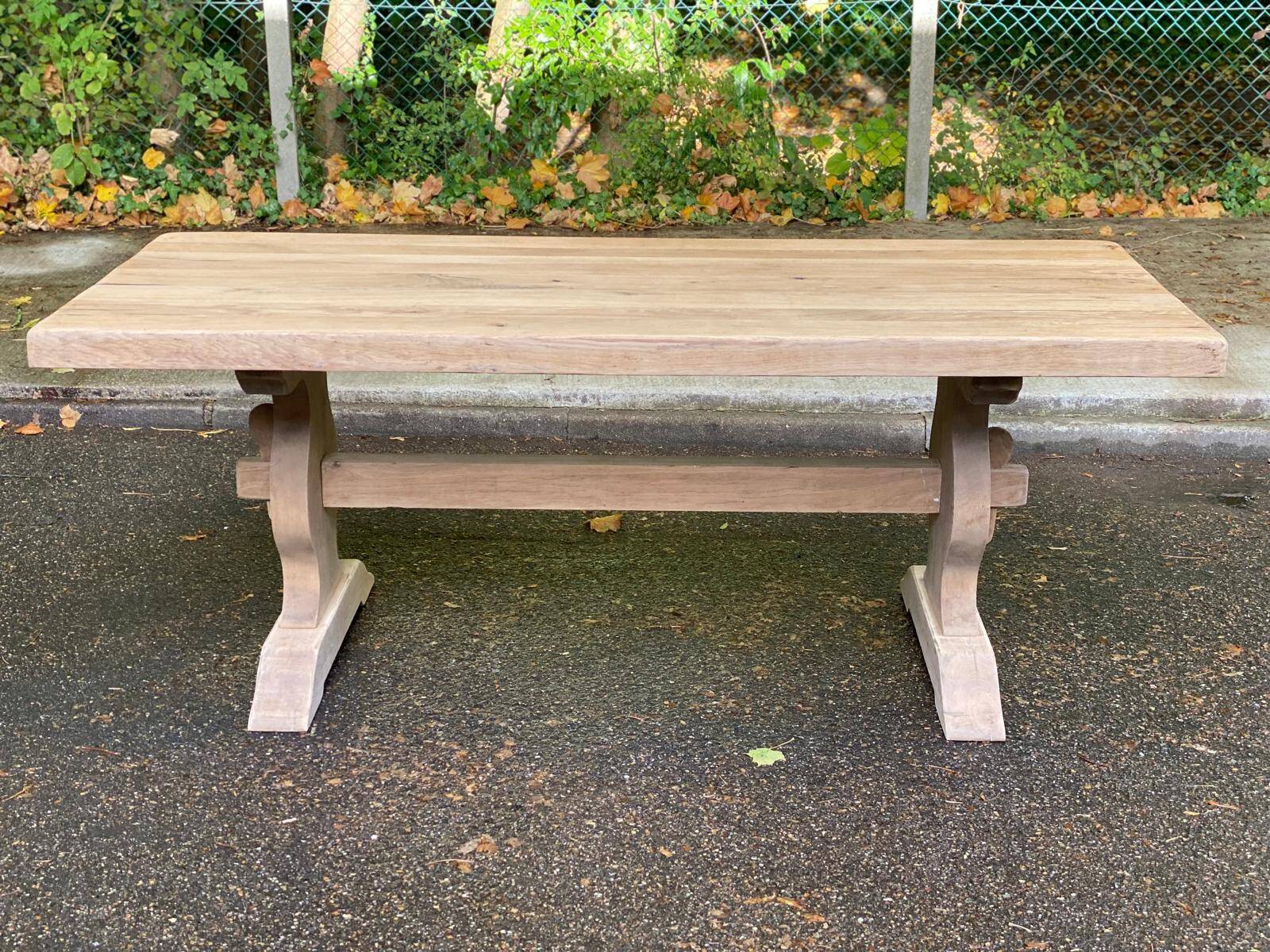 Table à manger de monastère rénovée en chêne massif du 19ème 200cm