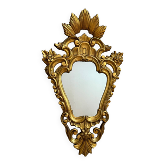 Antique golden cornucopia mirror from the 1950s, France.