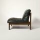 Sling chair in wood and green leather, germany, 1970s