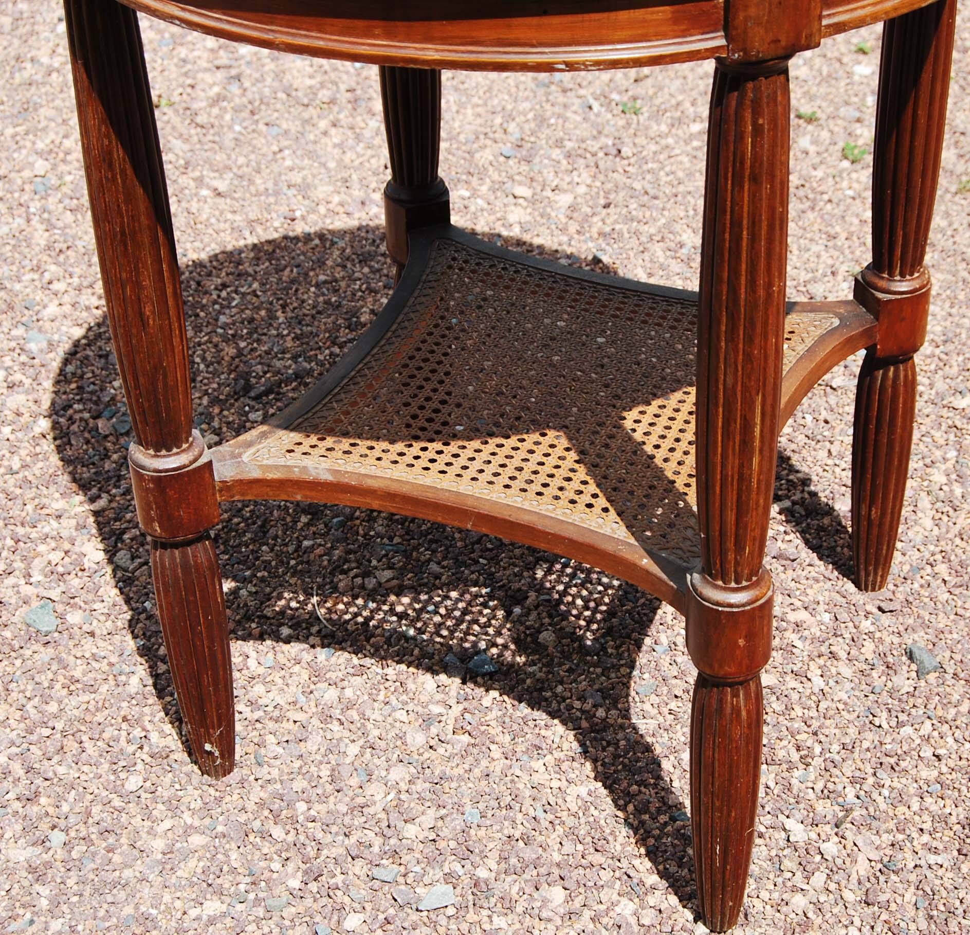 Old art deco style pedestal table with pink marble top