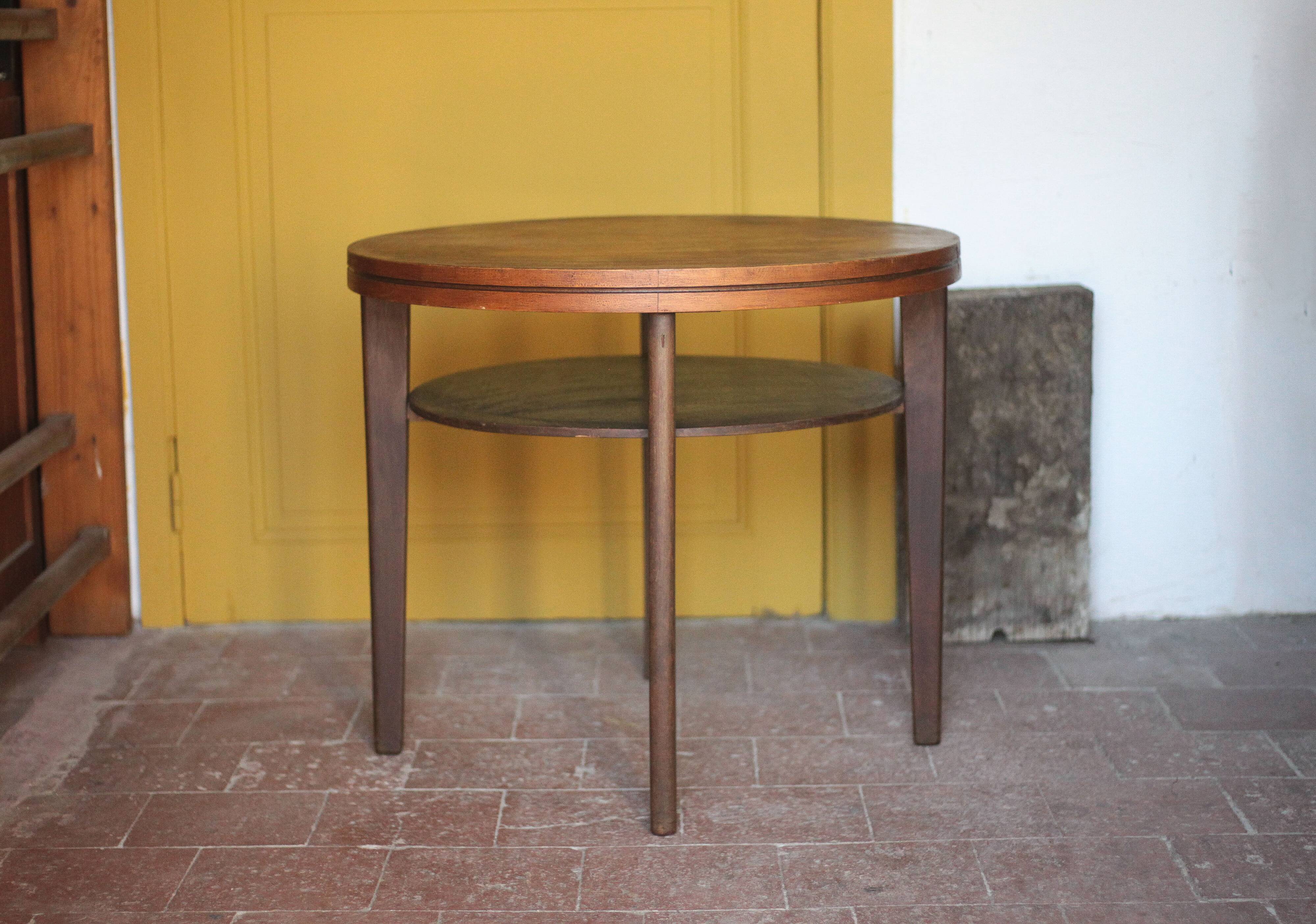 Vintage table, wooden table, two-tier table, living room table, side table.