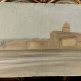 Oil painting on panel Florence View from San Frediano to Cestello early 1900