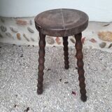 Tabouret tripode bois tourné