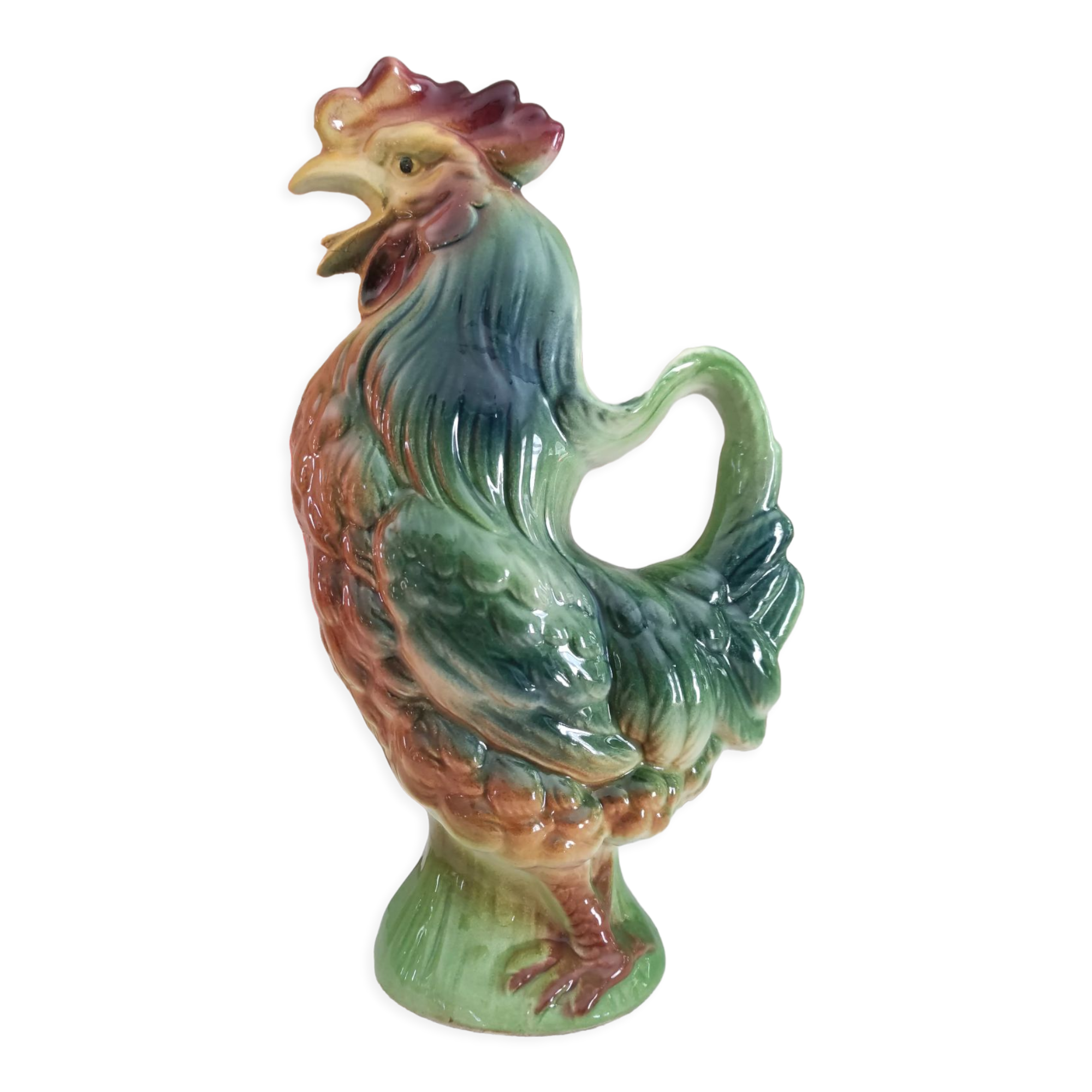 Pitcher in zoomorphic slip Rooster of the earthenware factory of Saint Clement