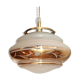 White and gold opaline globe hanging lamp 1950