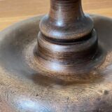 Wooden table lamp and striped lampshade