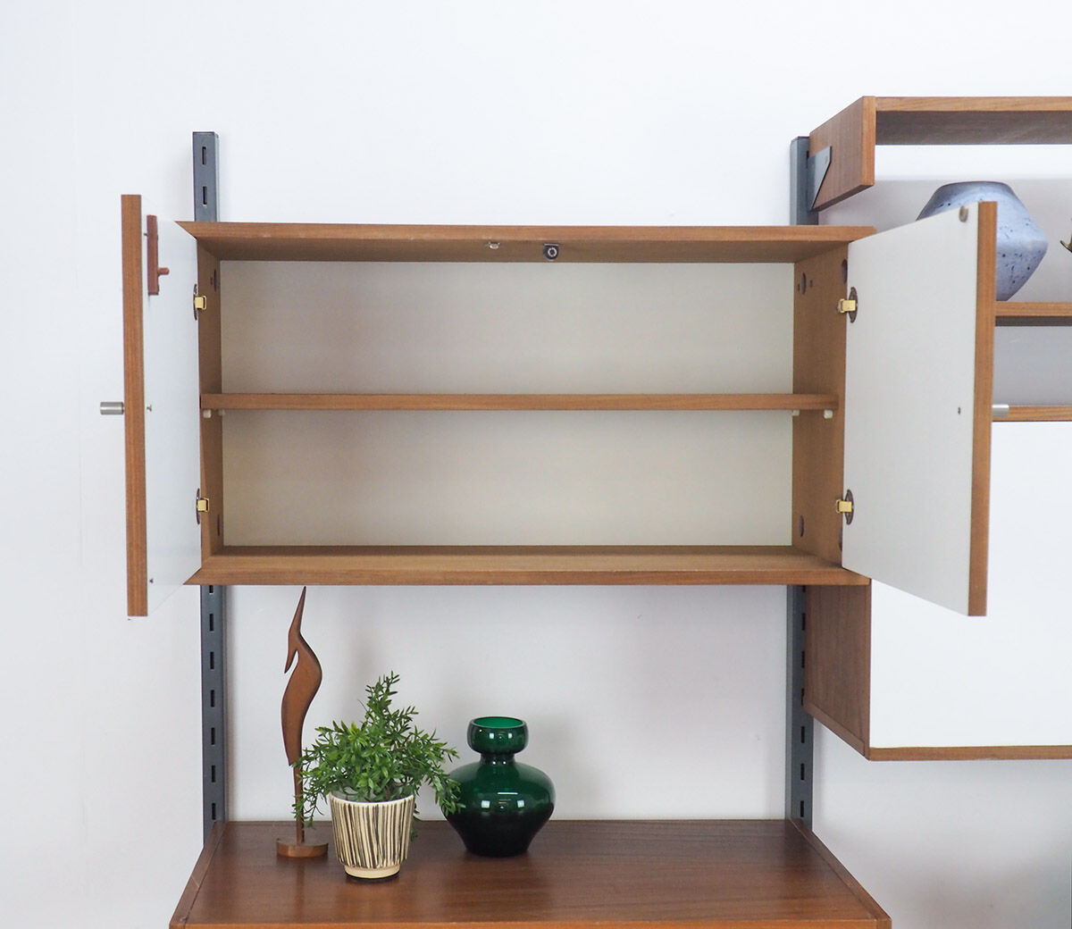 Teak and metal wall unit by Simplalux, 1960's
