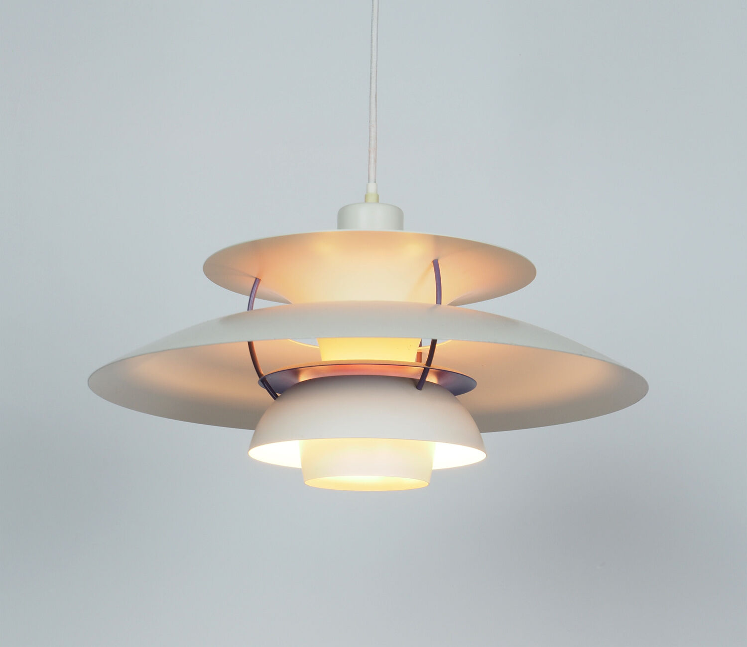 PH5 white hanging lamp by Poul Henningsen for Louis Poulsen