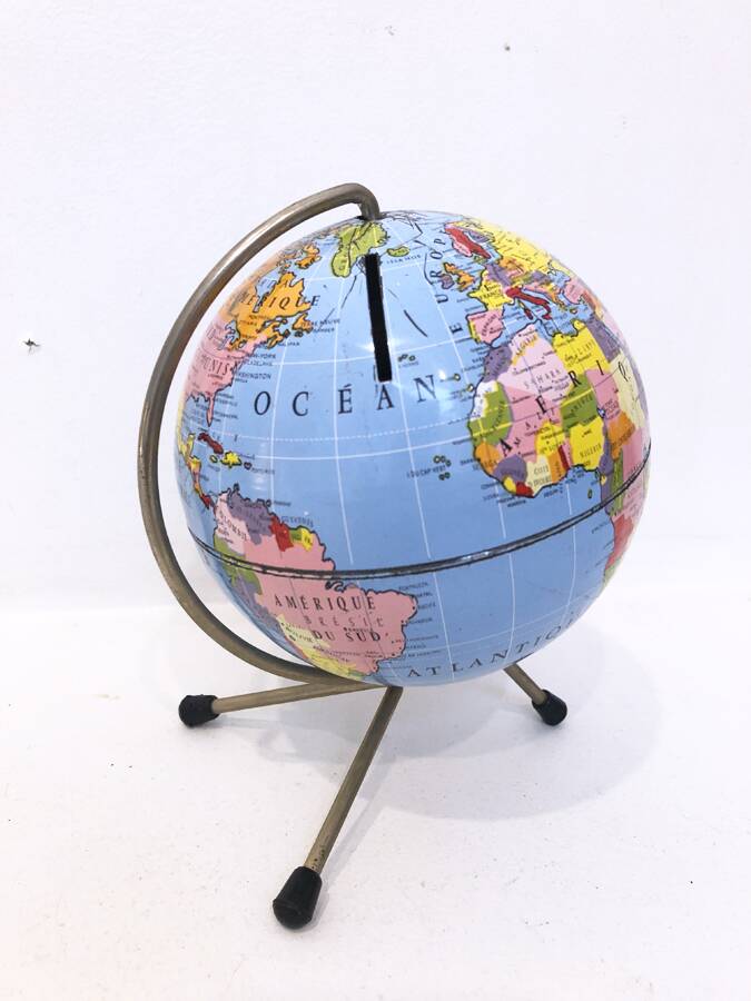 Globe piggy bank, 1950