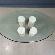 Table basse vintage en travertin et verre, années 1970