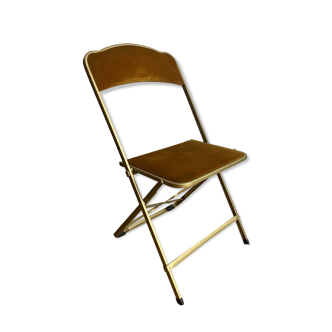 Vintage chaisor folding chair in gold yellow velvet