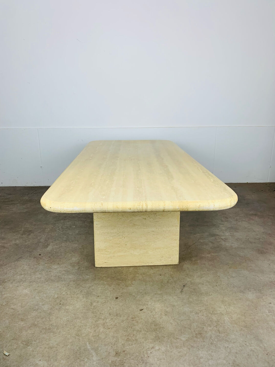 Rectangular travertine coffee table