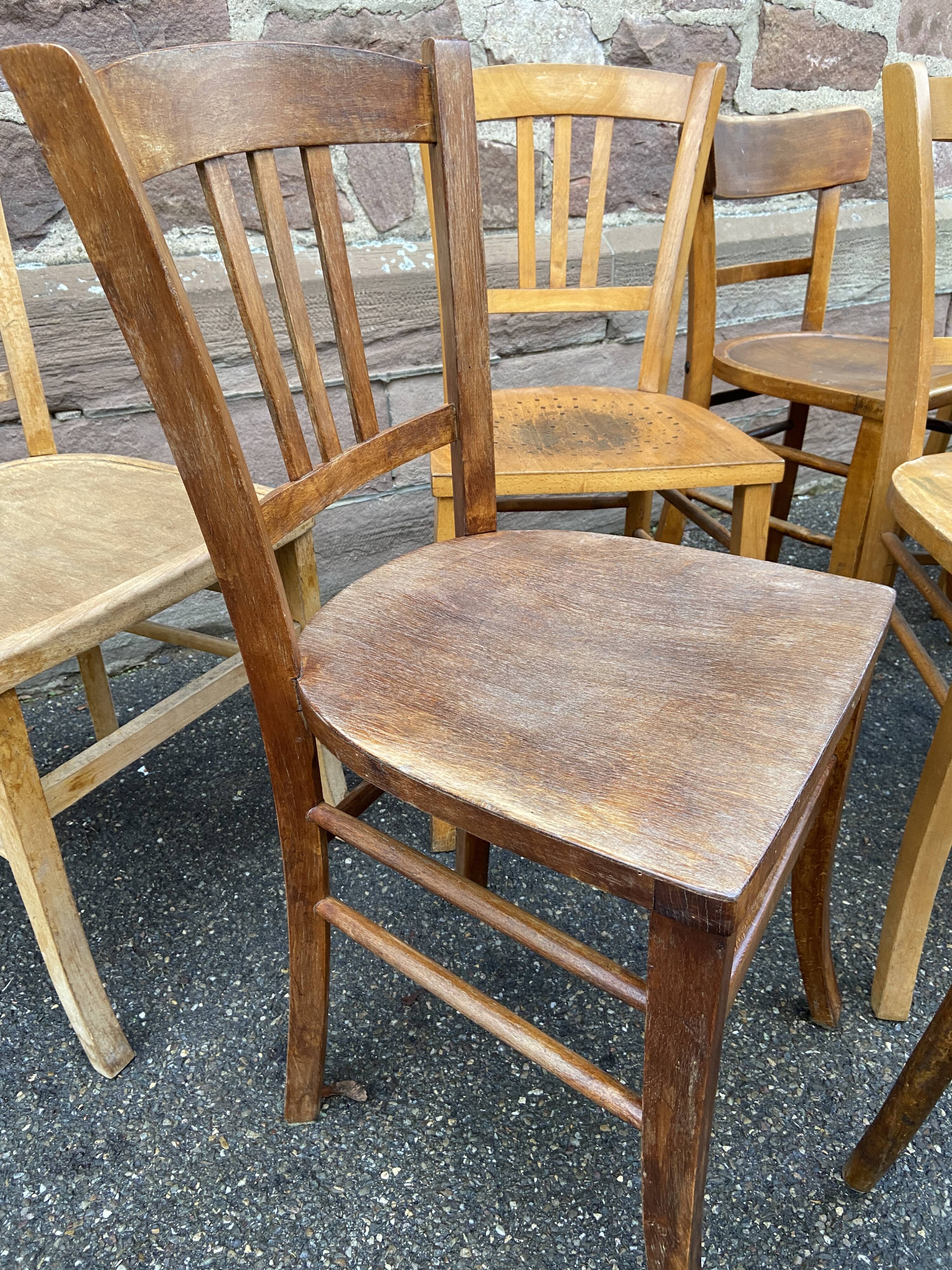 Set of vintage mismatched bistro chairs