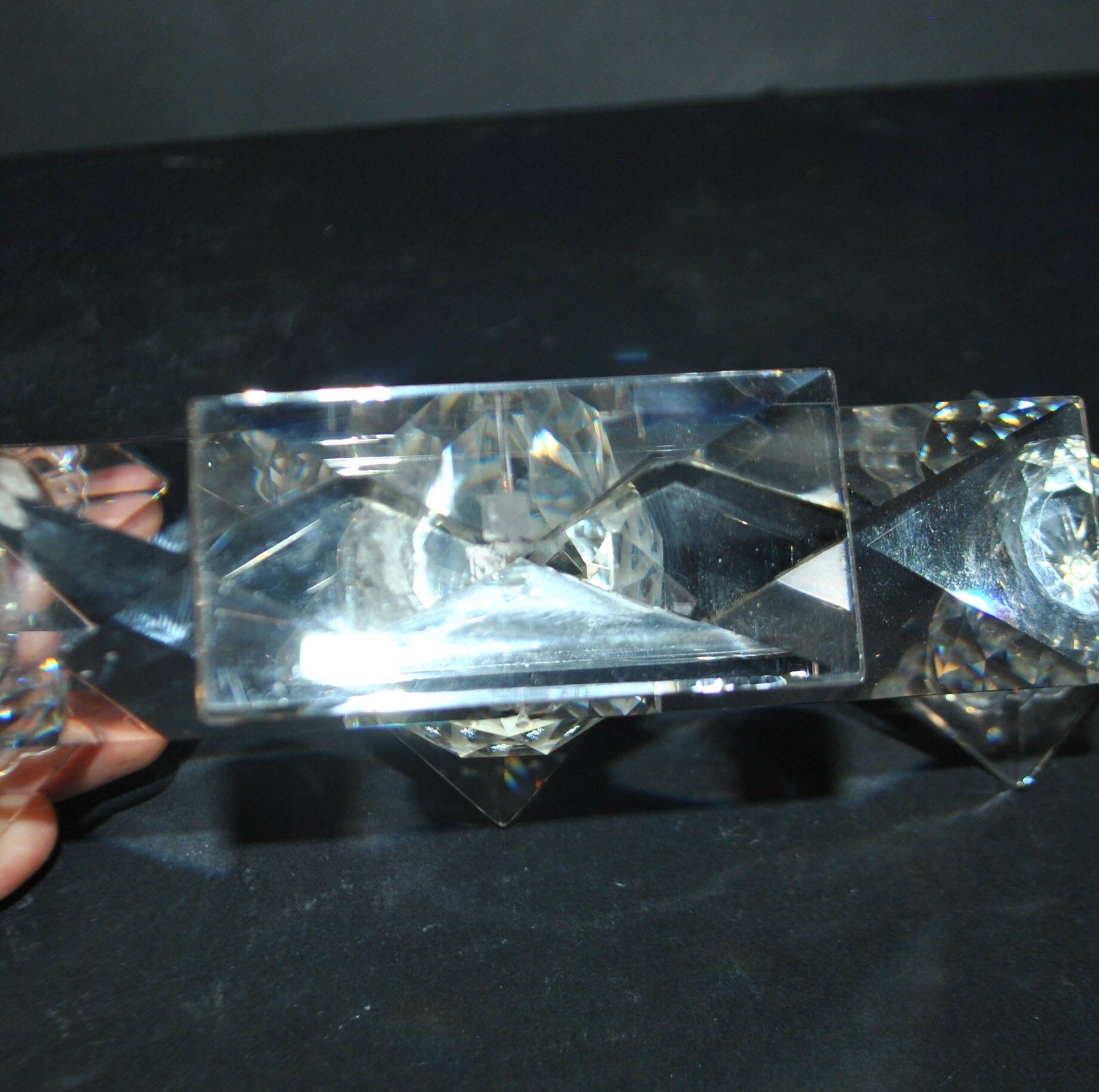 Swarovski candlestick in cut crystal signed sc swarovski design 1980