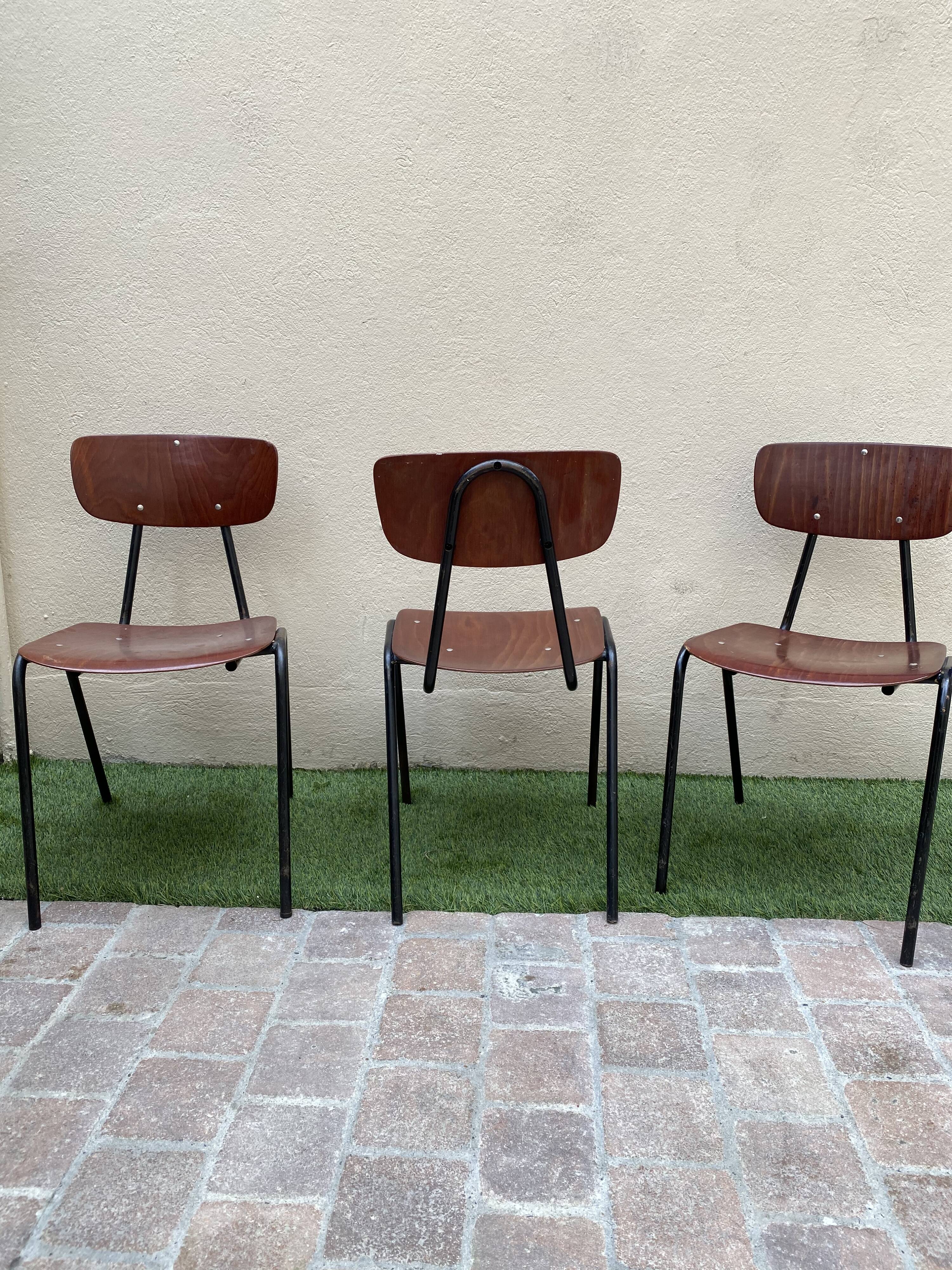 3 dutch style vintage chairs 1950