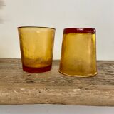 6 vintage Arcoroc Sierra textured amber glasses