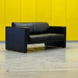 Walter Knoll Studio Line Series black leather 2 seater sofa designed by Jürgen Lange