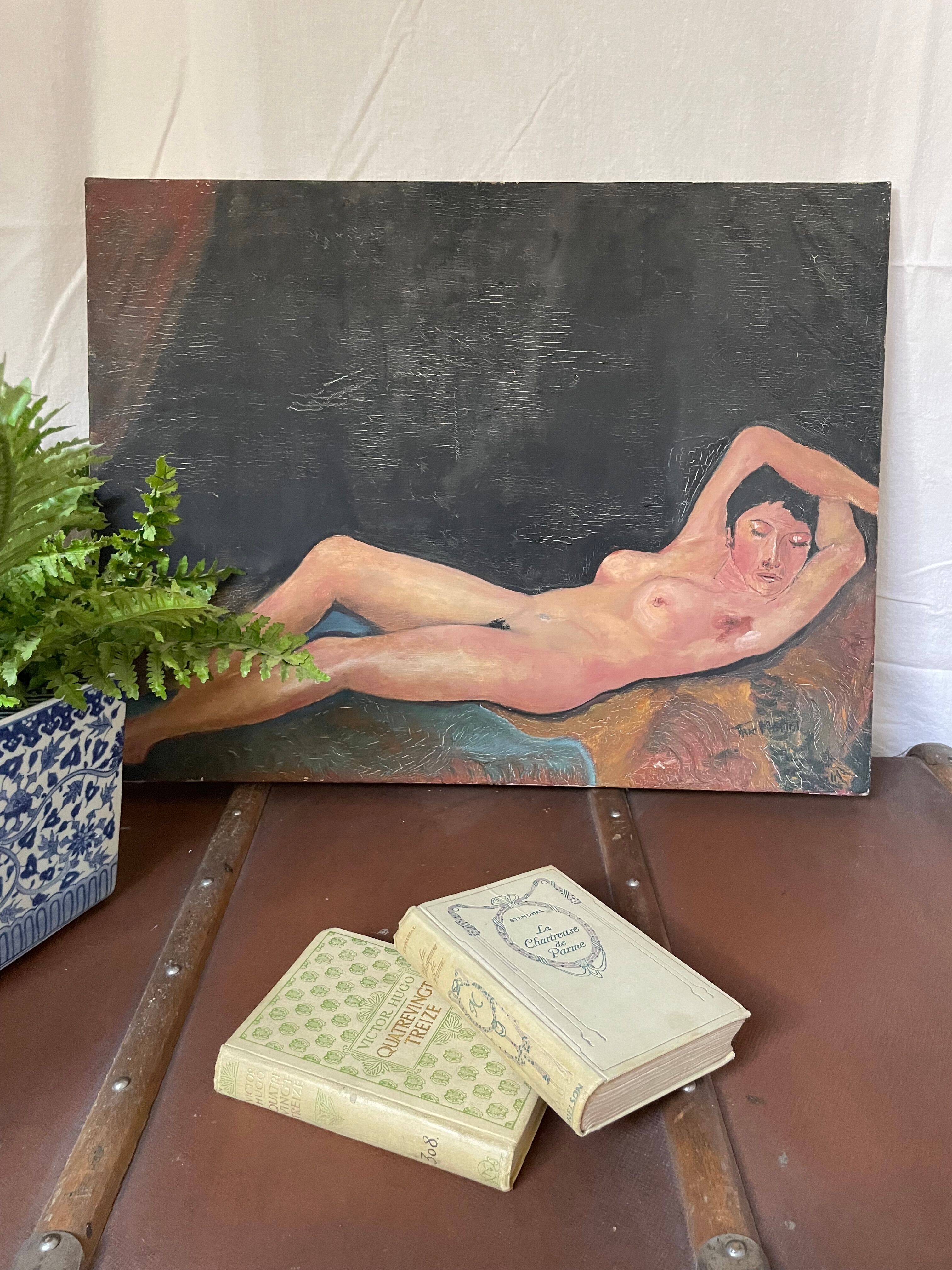 Oil on canvas, naked sleeping woman 1972