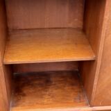 Enfilade vintage en chêne doré portes coulissantes pieds compas 1950