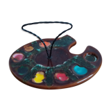 Painted ceramic vintage cheese tray, vallauris painter's palette