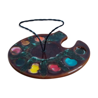 Painted ceramic vintage cheese tray, vallauris painter's palette