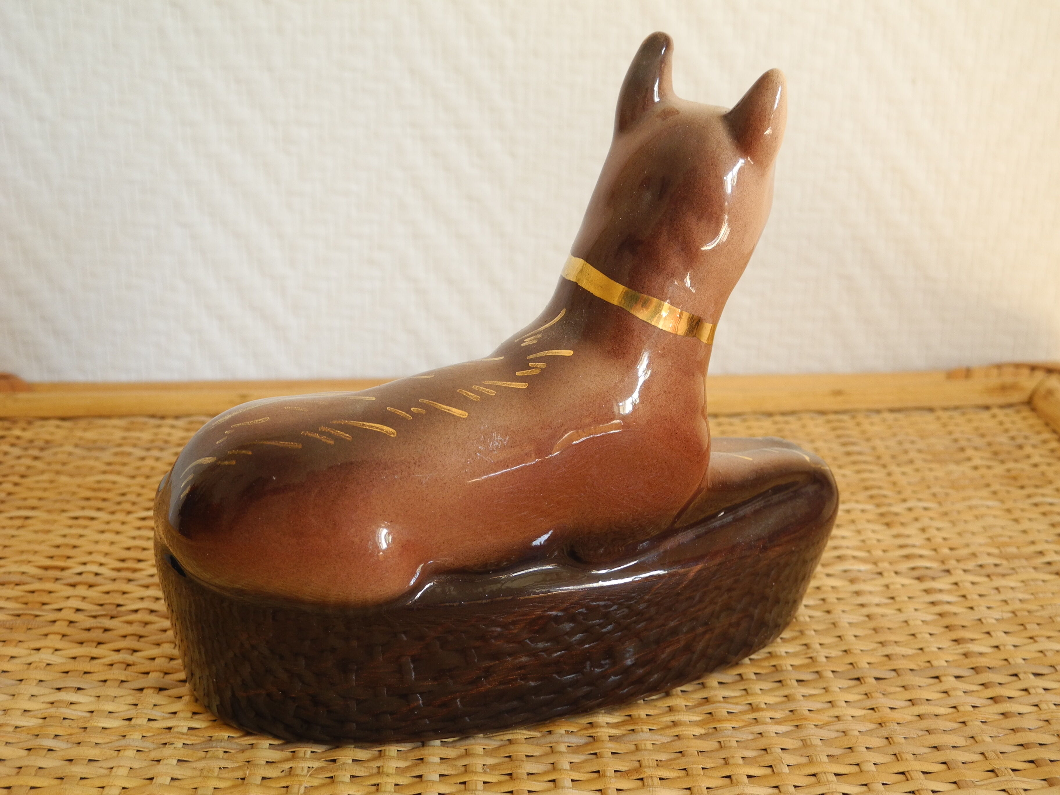 H.Bequet vintage ashtray earthenware Belgium zoomorphic dog