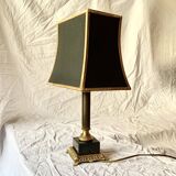 Vintage table lamp in gold brass and black marble