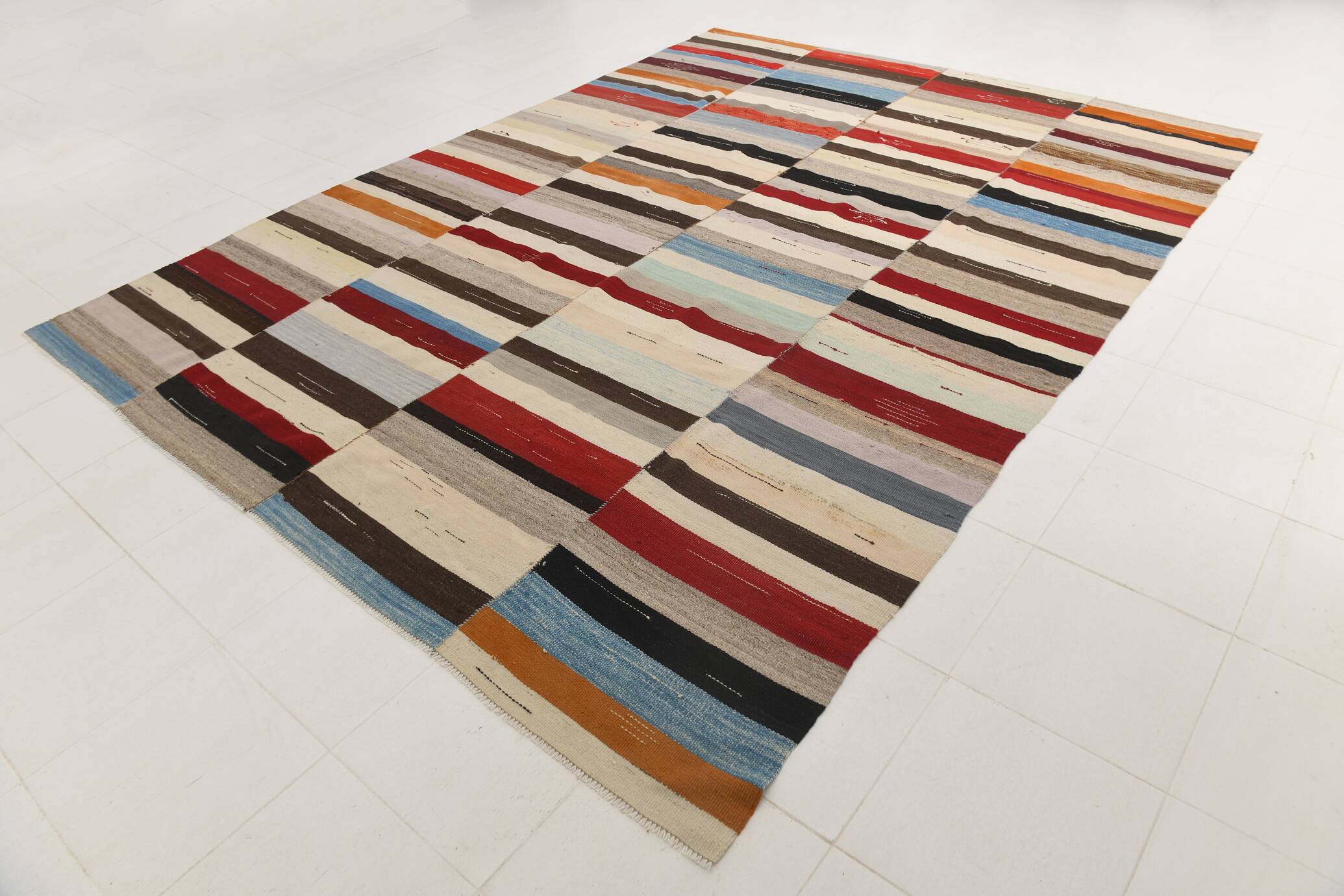 9x12 Mid Century Modern Large Vintage Kilim Rug, 272x367Cm