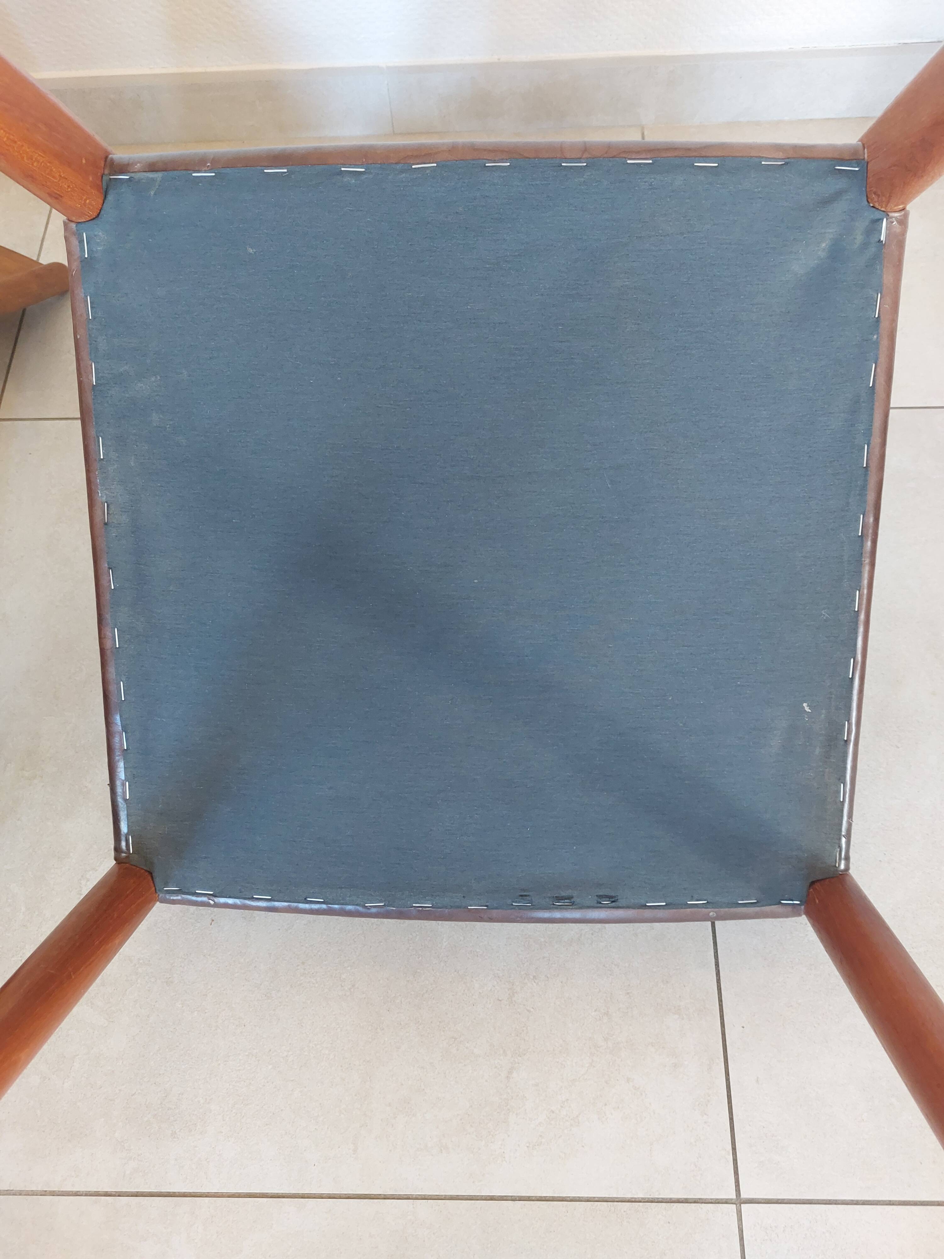 2 Fristho Franeker chairs, Scandinavian, teak and leather.