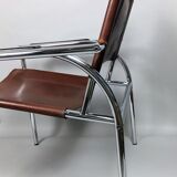 Pair of armchairs chromed metal and leather, 60 years