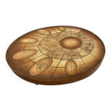 Round oval ceramic coffee table by Barrois Vallauris, 1960, herbarium model