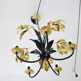 Chandelier 5 branches and palm leaves gold