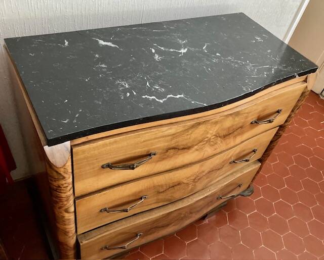 Old black marble chest of drawers