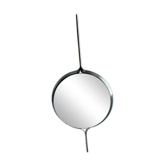 Round Mirror in Brushed Steel by Xavier Feal, 1970s