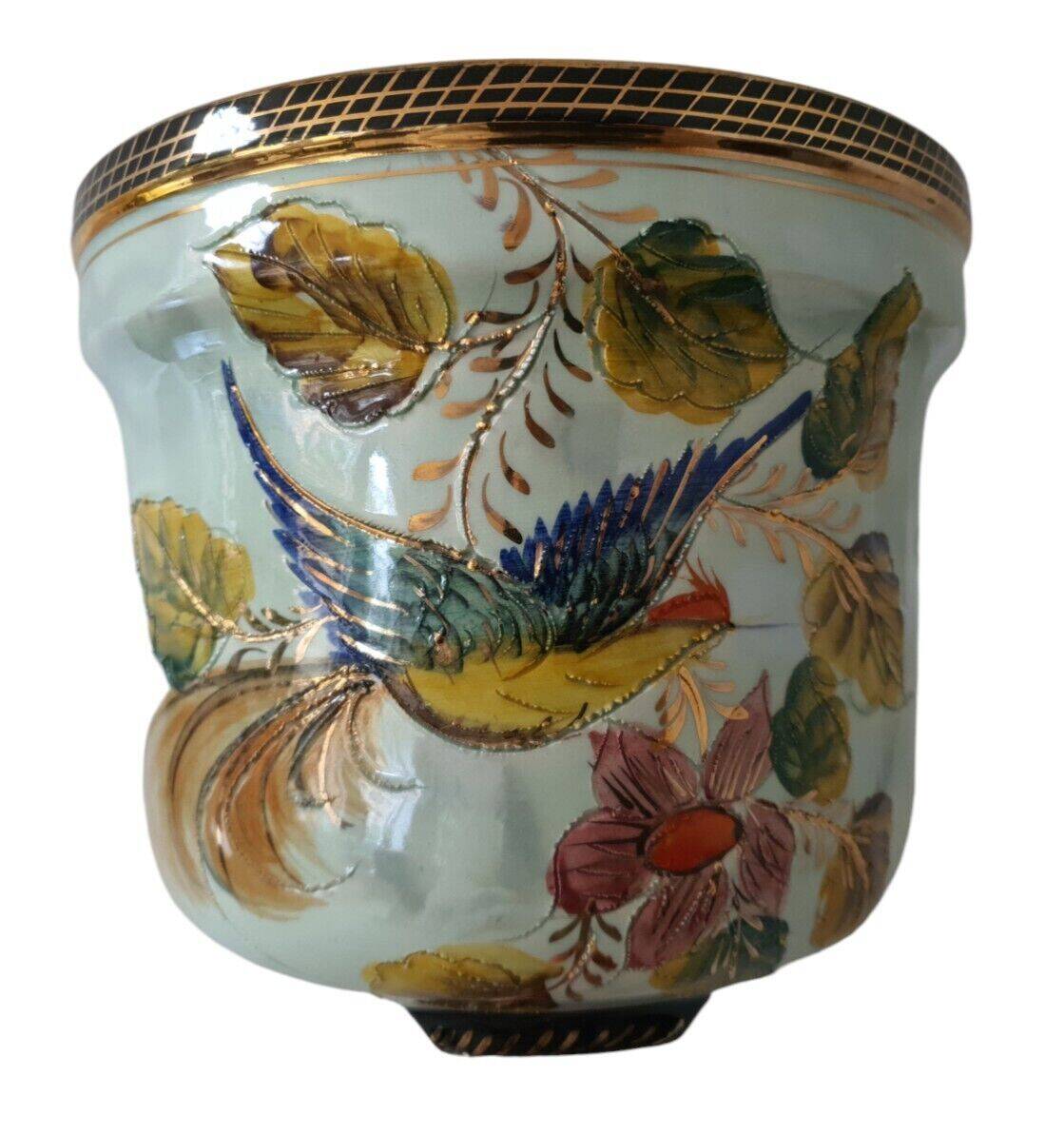 Magnificent Cache Pot Decorations Painted Bird Contour Grainy Relief Gilding Spoiler