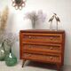 Vintage wooden and rattan dresser