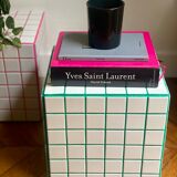Side table cube sofa tip tile mosaic white green joint