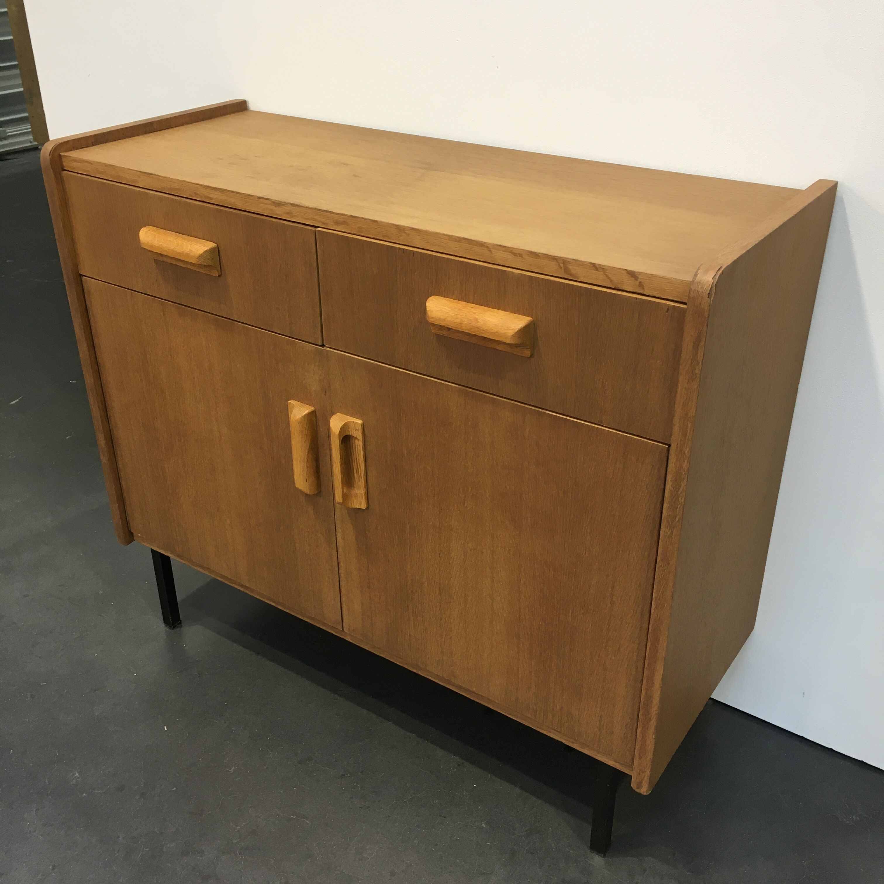 60s oak storage cabinet
