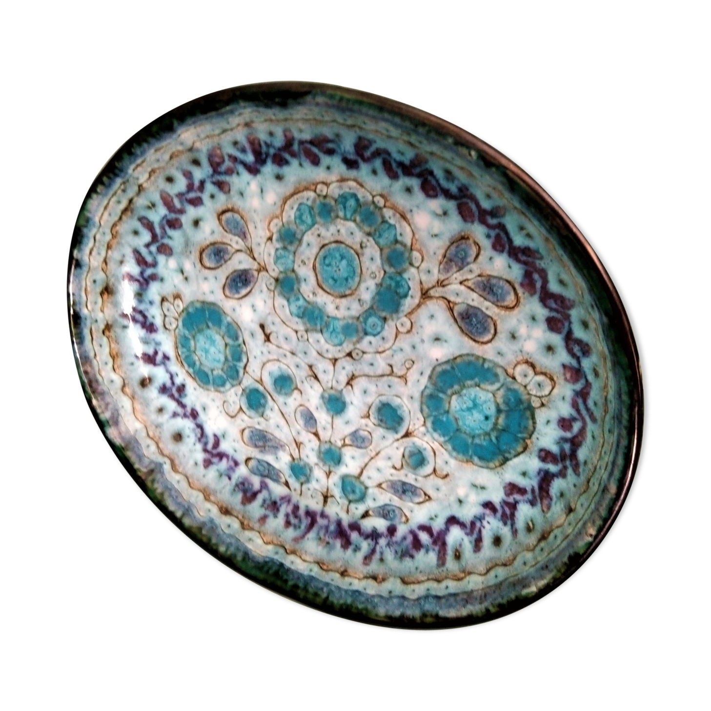Dish from the 70s enamelled ceramic