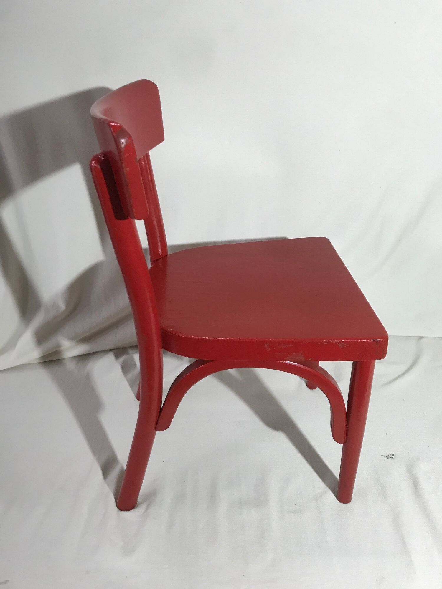 Paire de chaise ancienne Baumann bois rouge assise enfants vintage